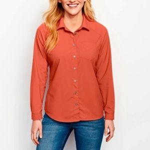 Orvis Woman’s Button Down Linen & Cotton Burnt Orange Long Sleeve Shirt